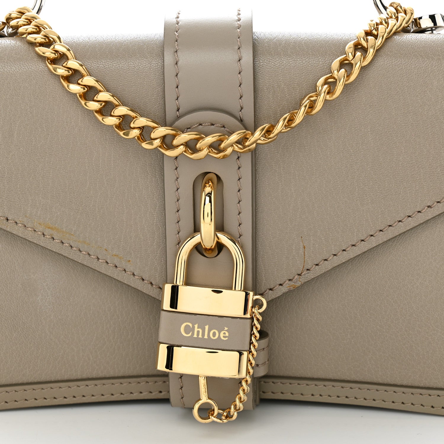 Chloe Shiny Goatskin Calfskin Aby Chain Shoulder Bag Motty Grey 8 of 13