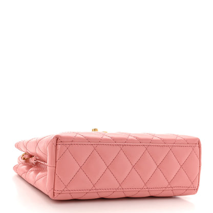 Chanel Shiny Aged Calfskin Quilted Nano Kelly Shopper Coral Pink 4 of 11