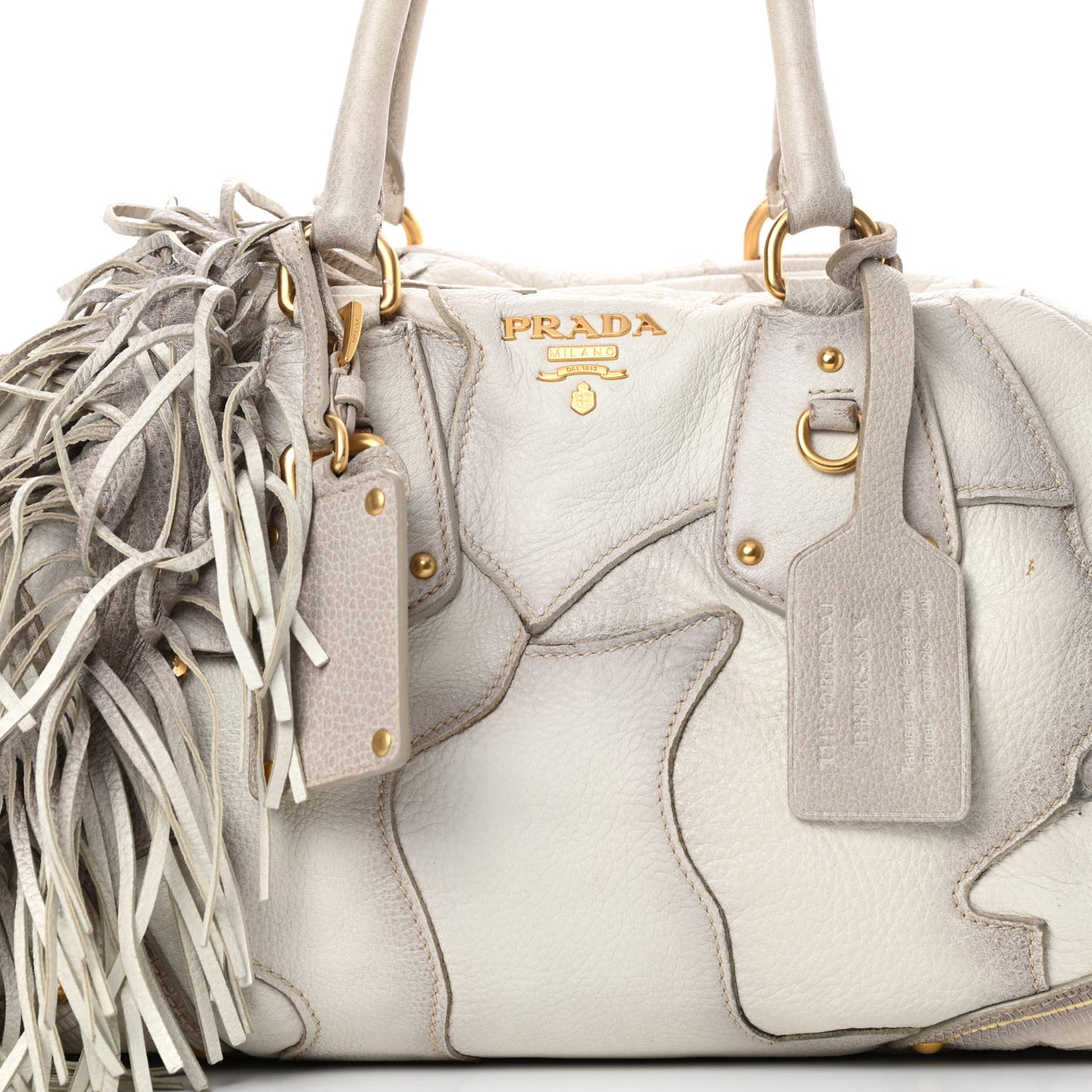 Cervo Patchwork Fringe Bowler Bianco