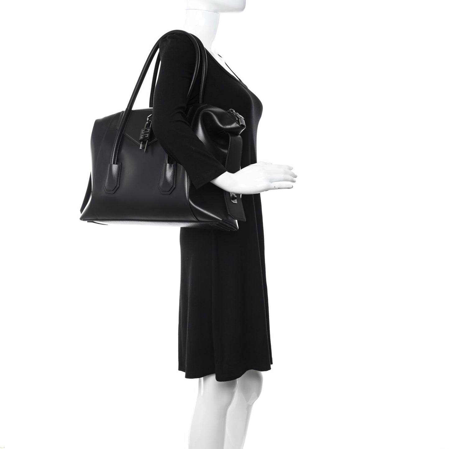 Smooth Calfskin Medium Antigona Lock Duffle Bag Black