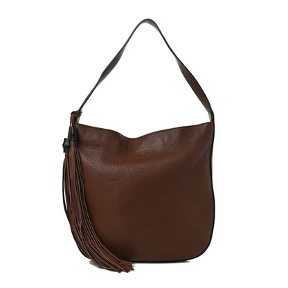 Gucci Pebbled Calfskin Lady Tassel Hobo Brown 1 of 10