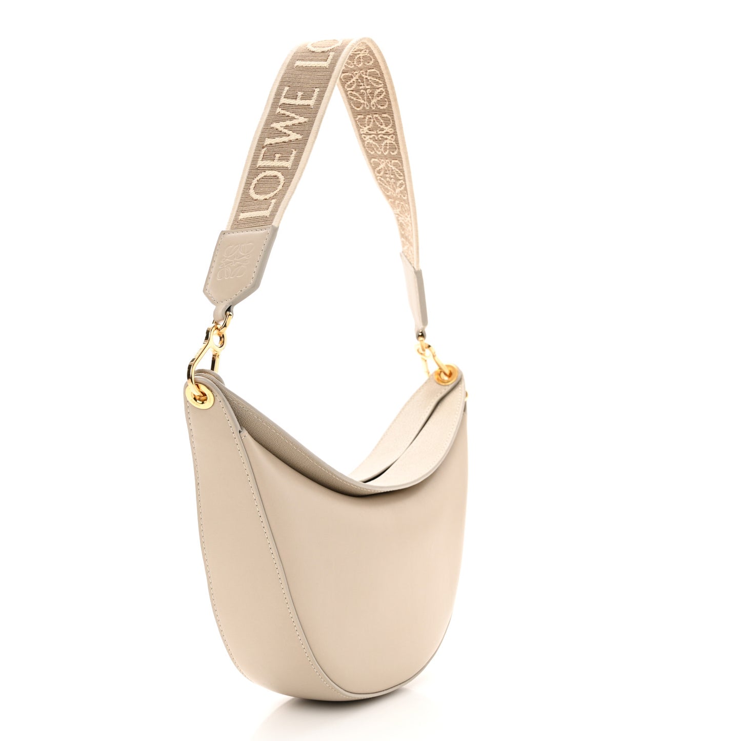 Satin Calfskin Jacquard Luna Bag Oat