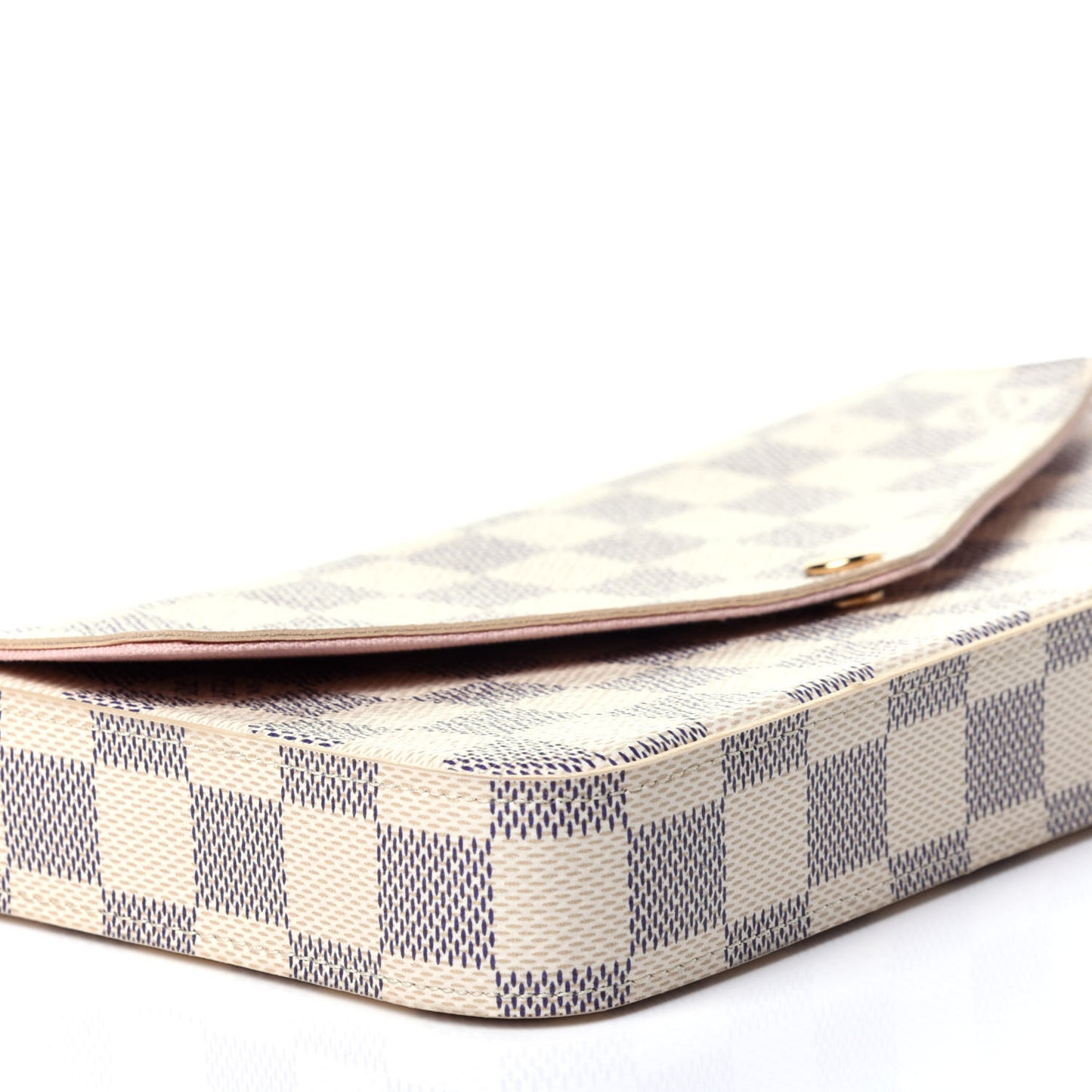 Damier Azur Pochette Felicie Chain Wallet Rose Ballerine