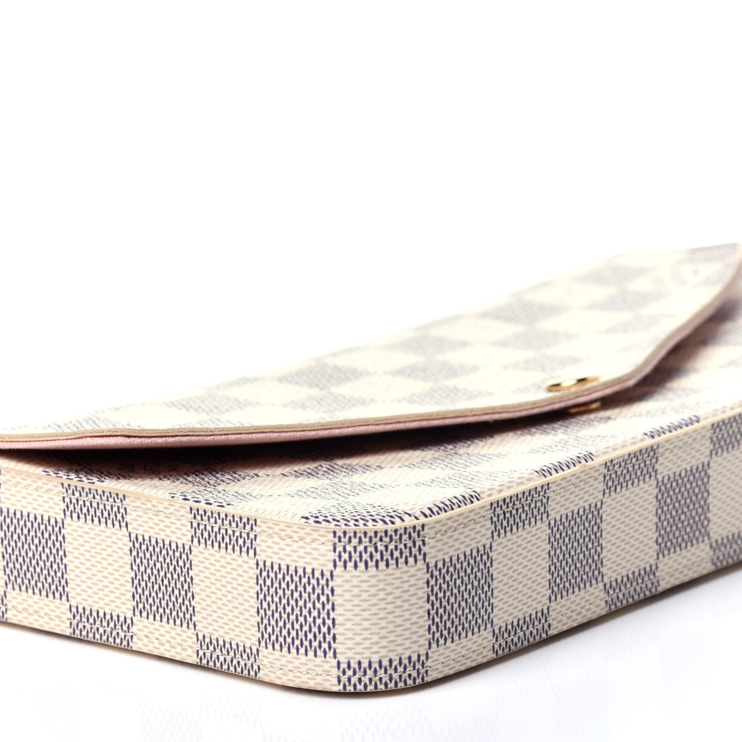 Louis Vuitton Damier Azur Pochette Felicie Chain Wallet Rose Ballerine 8 of 17