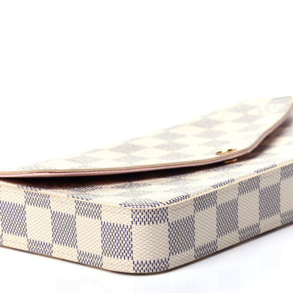 Louis Vuitton Damier Azur Pochette Felicie Chain Wallet Rose Ballerine 8 of 17