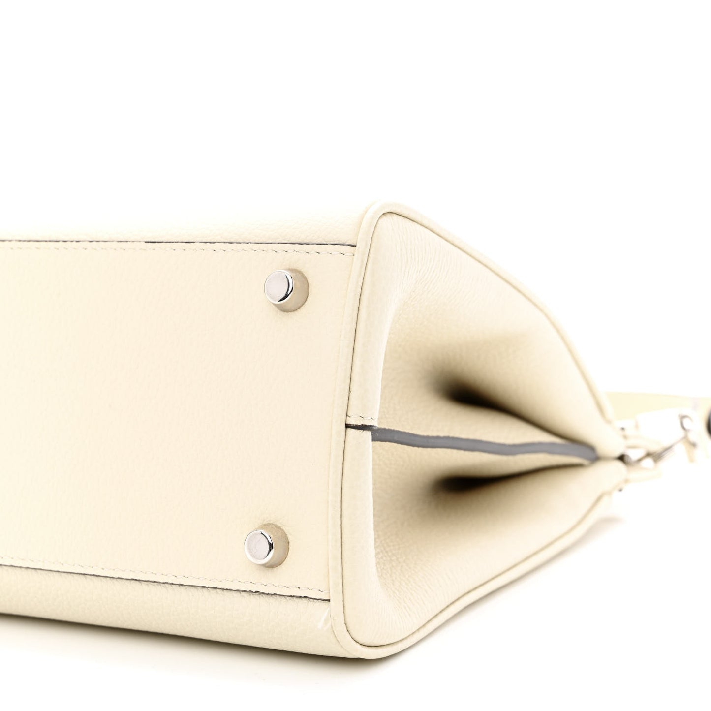 Grainy Calfskin Small Zumi Top Handle Bag Mystic White