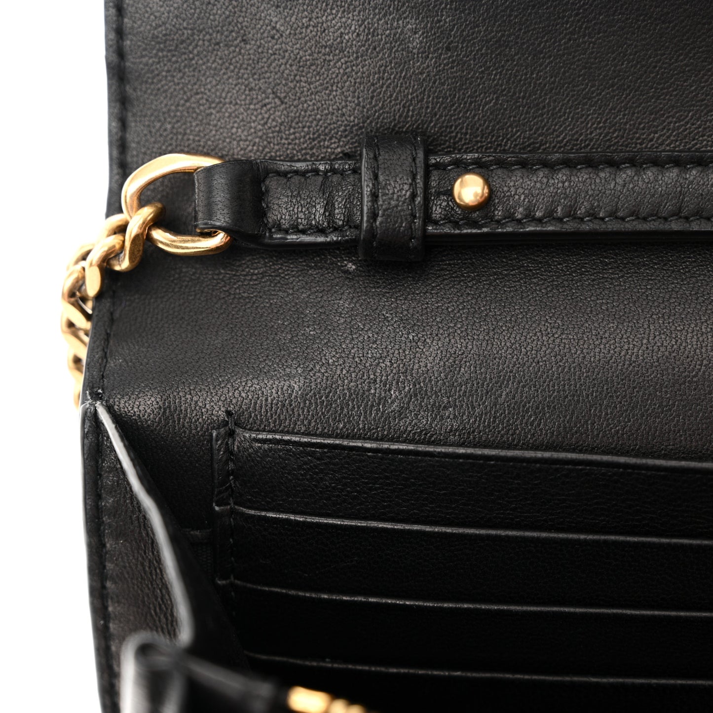 Lambskin Carre Quilted Cassandre Chain Wallet Black