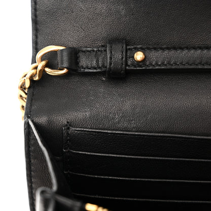 Saint Laurent Lambskin Carre Quilted Cassandre Chain Wallet Black 10 of 12