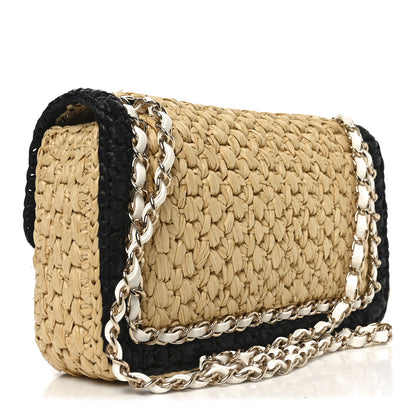 Chanel Raffia Chain Venice Beach Flap Bag Beige Black 3 of 12