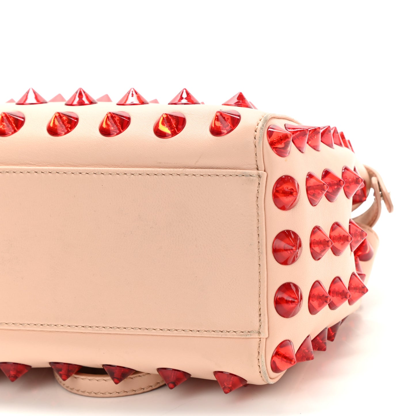 Nappa Studded Mini Peekaboo Iconic Satchel Light Pink Red