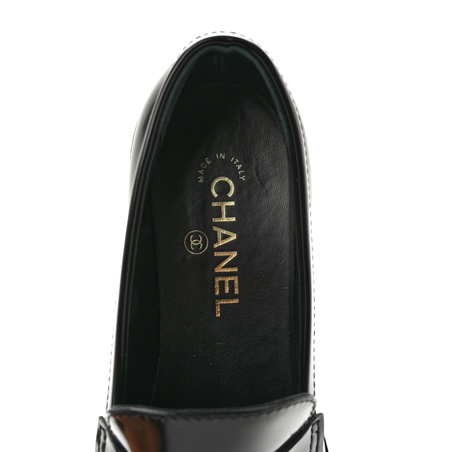 Chanel Shiny Calfskin Quilted CC Mocassin Loafers 39 Black 7 of 11