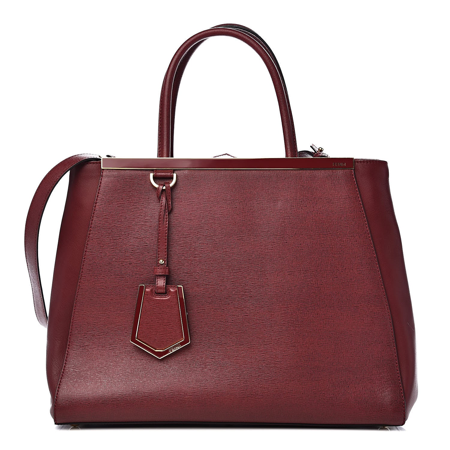 Fendi Vitello Elite Regular 2Jours Tote Rosso Scuro Ciliegia 1 of 12