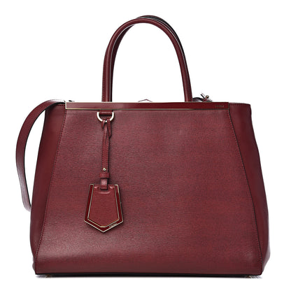 Fendi Vitello Elite Regular 2Jours Tote Rosso Scuro Ciliegia 1 of 12