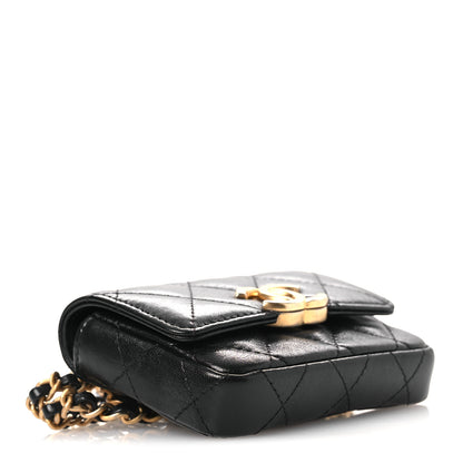 Chanel Lambskin Quilted Flap Chain Belt Bag Black 4 of 12
