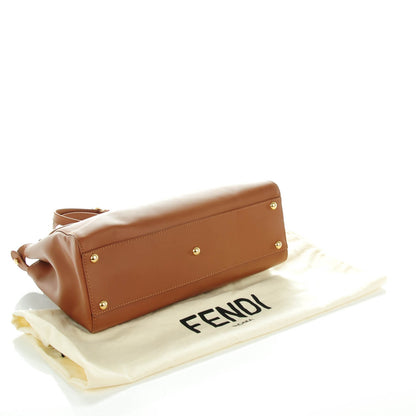 Fendi Vitello Morgan Shiny Nappa Medium Peekaboo Iconic Satchel Cuoio Bluette 4 of 8