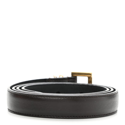 Saint Laurent Smooth Calfskin Monogram Narrow Square Buckle Belt 90 36 Black 2 of 6