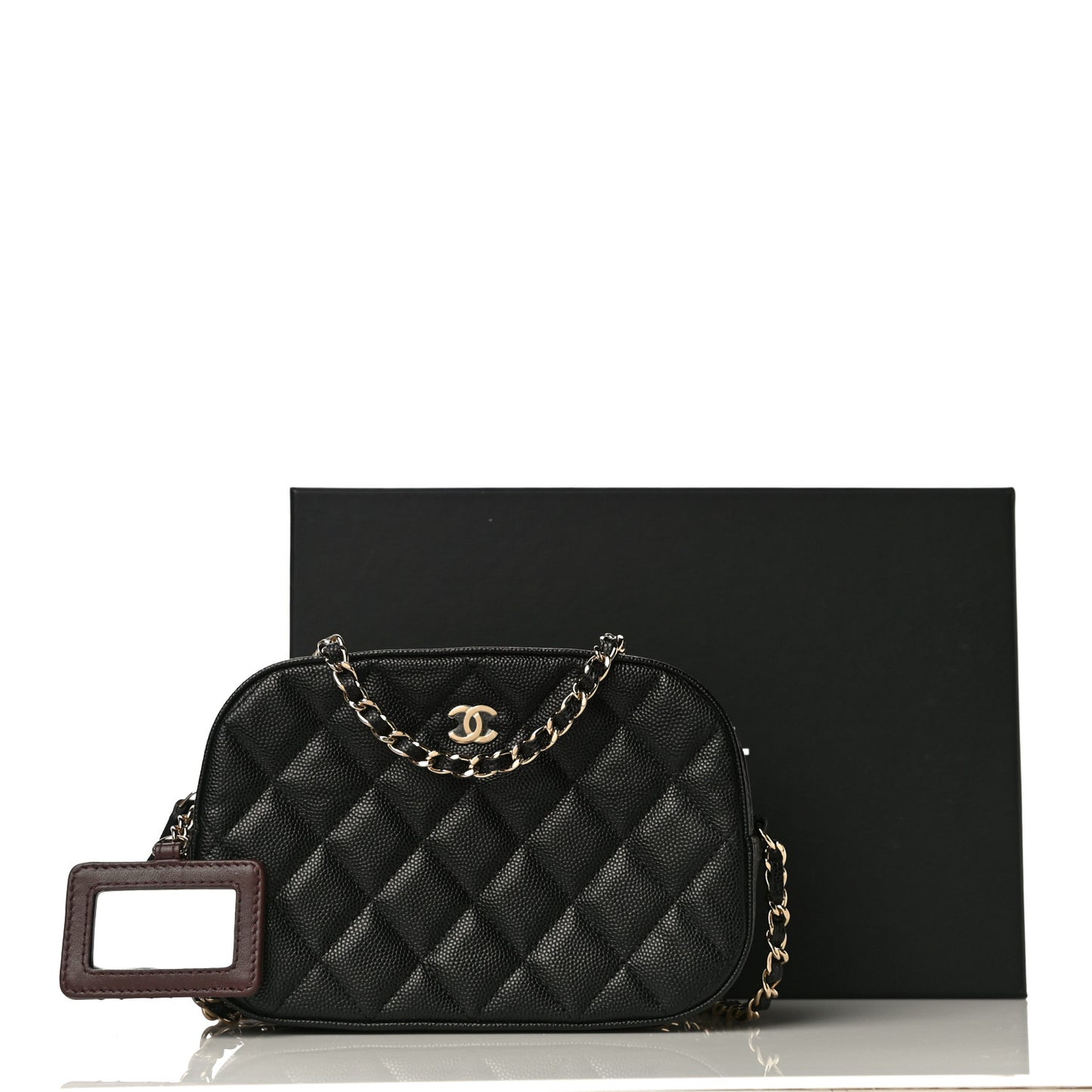 Caviar Quilted Vanity With Chain Black