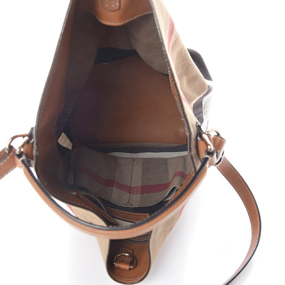 Burberry Canvas Mega Check Medium Ashby Hobo Saddle Brown 3 of 11