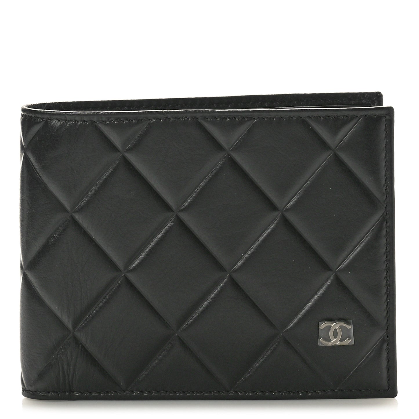 Calfskin Quilted Mens Small Pour Monsieur Wallet Black