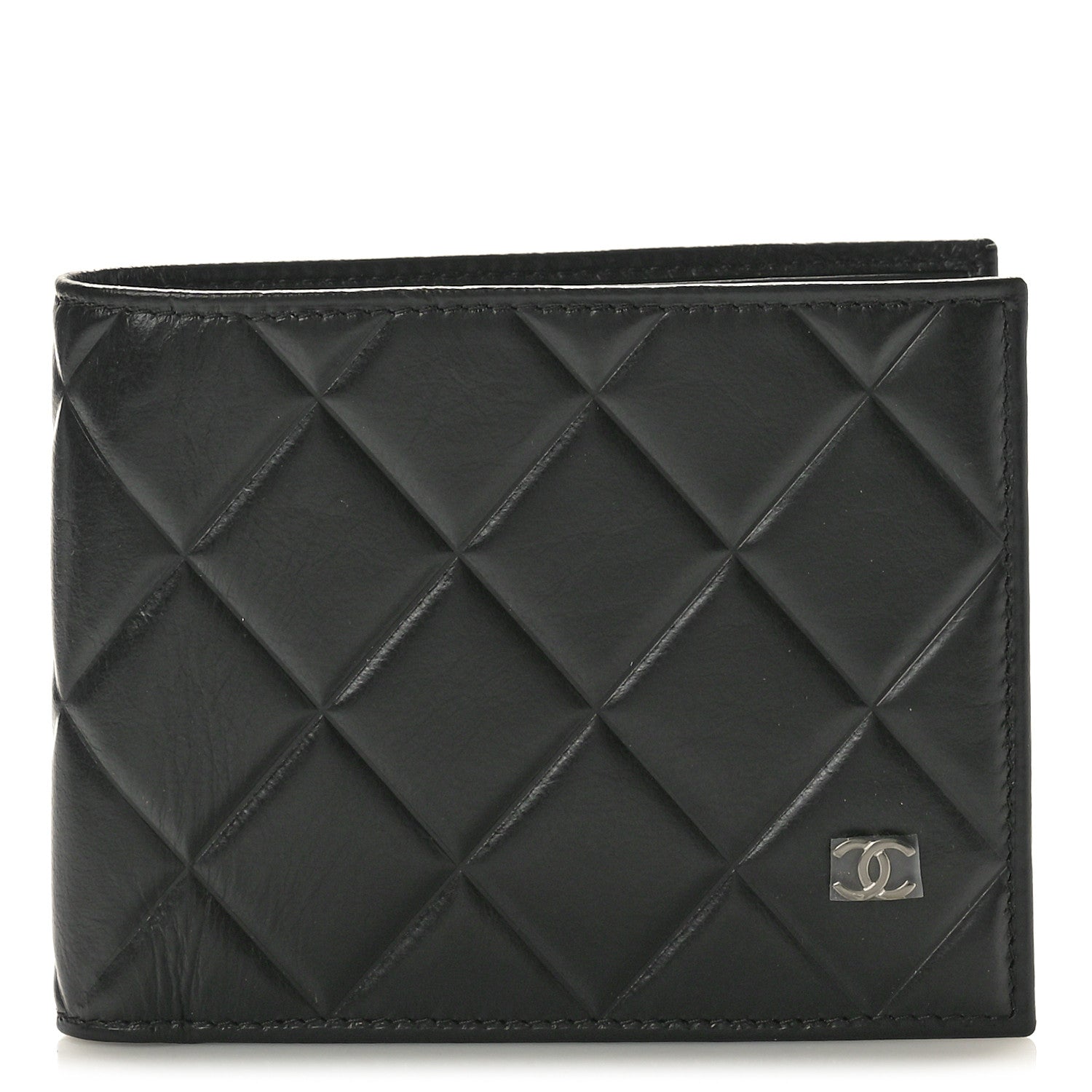 Chanel Calfskin Quilted Mens Small Pour Monsieur Wallet Black 1 of 9