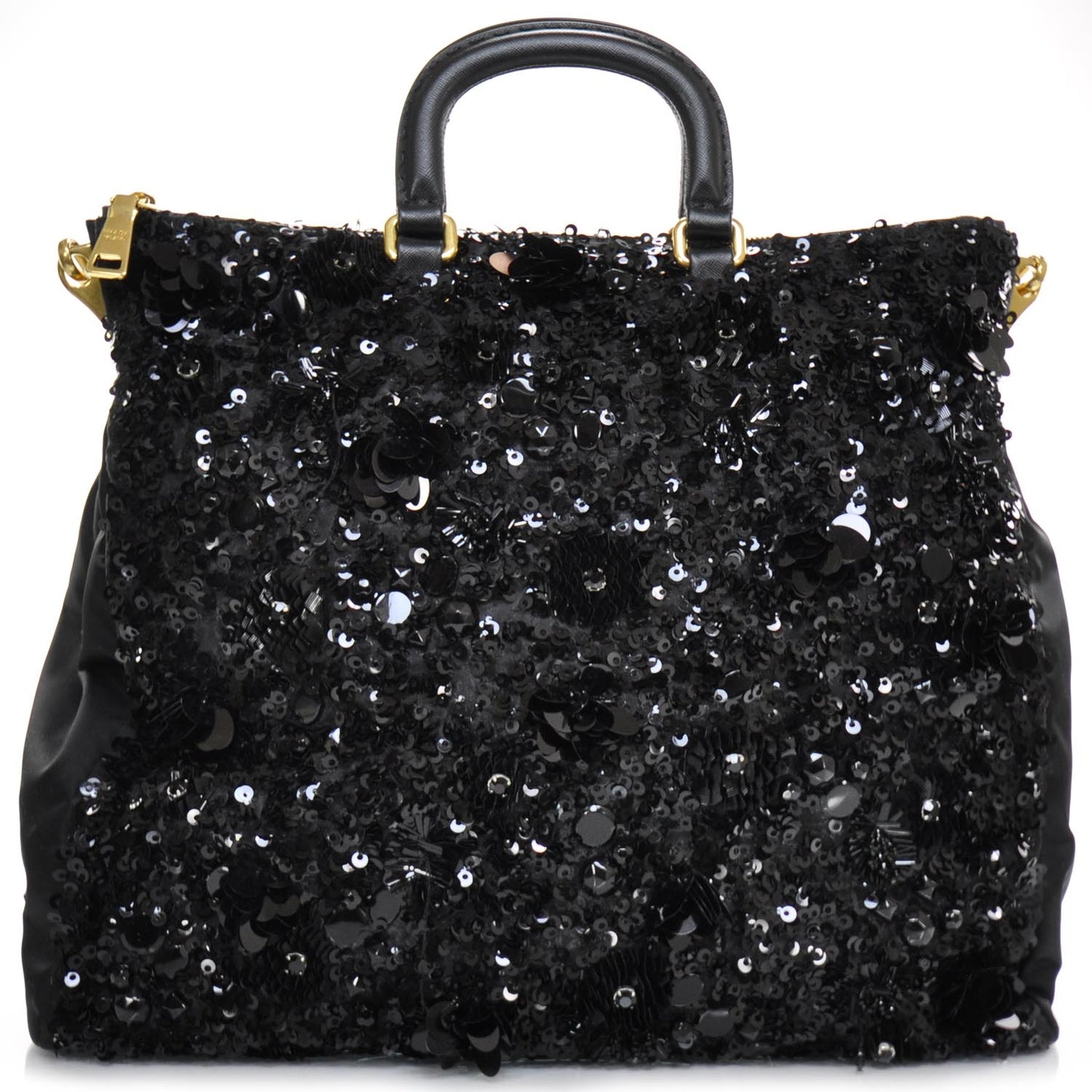 Nylon Sequin Tote Black