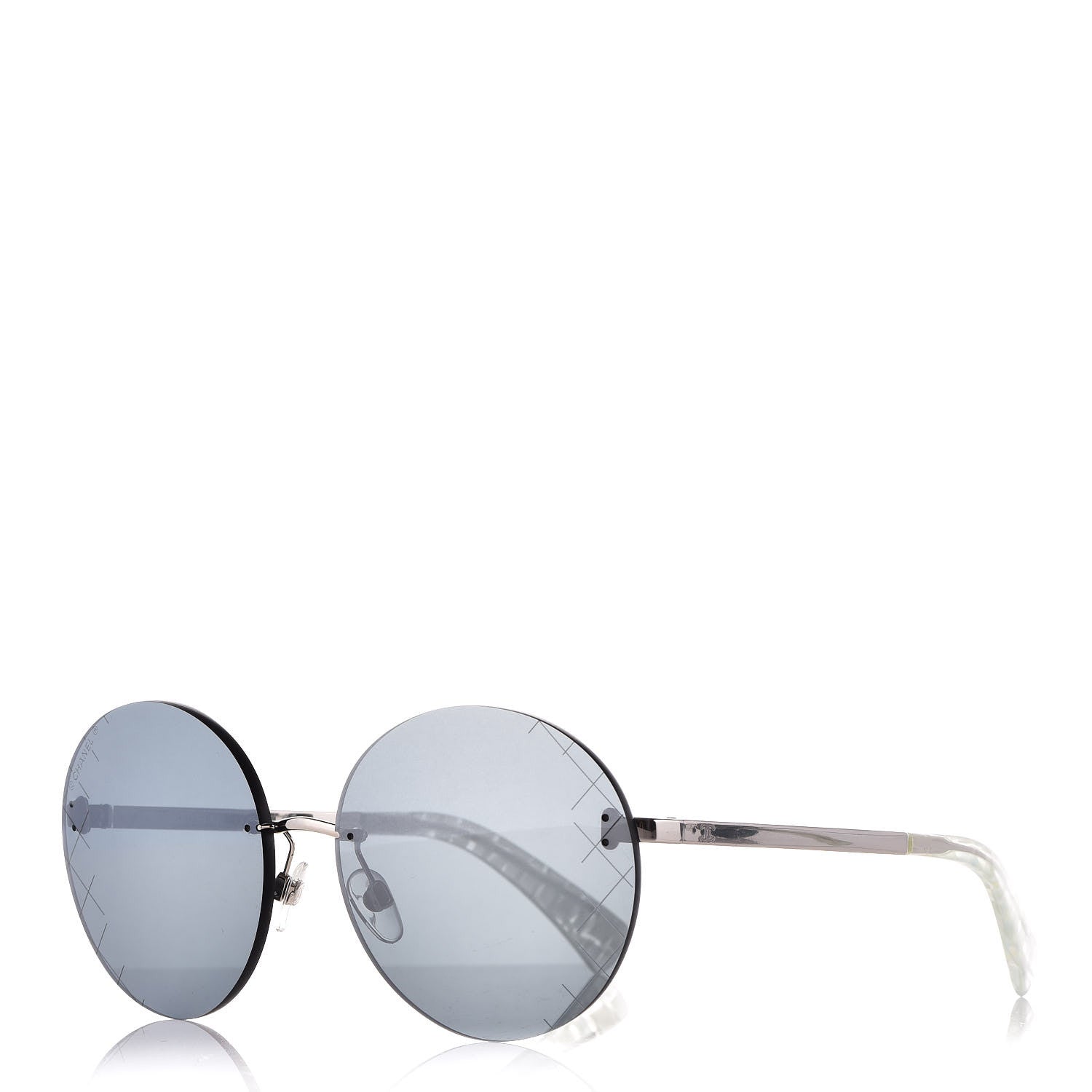 Chanel Metal Rimless Round Sunglasses 4216 Silver 1 of 8