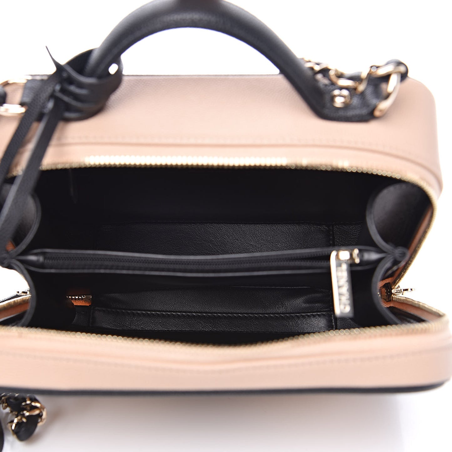 Caviar Quilted Medium CC Filigree Vanity Case Beige Black