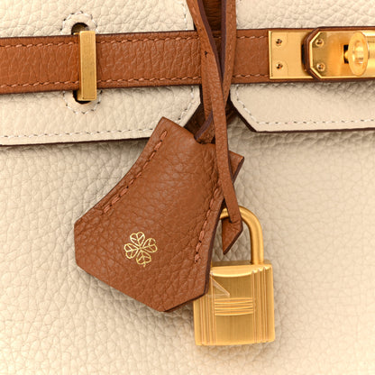 Hermes Togo Horseshoe Birkin 25 Craie Gold 10 of 11