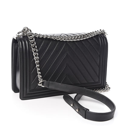 Chanel Calfskin Chevron Quilted New Medium Boy Flap Black 3 of 14
