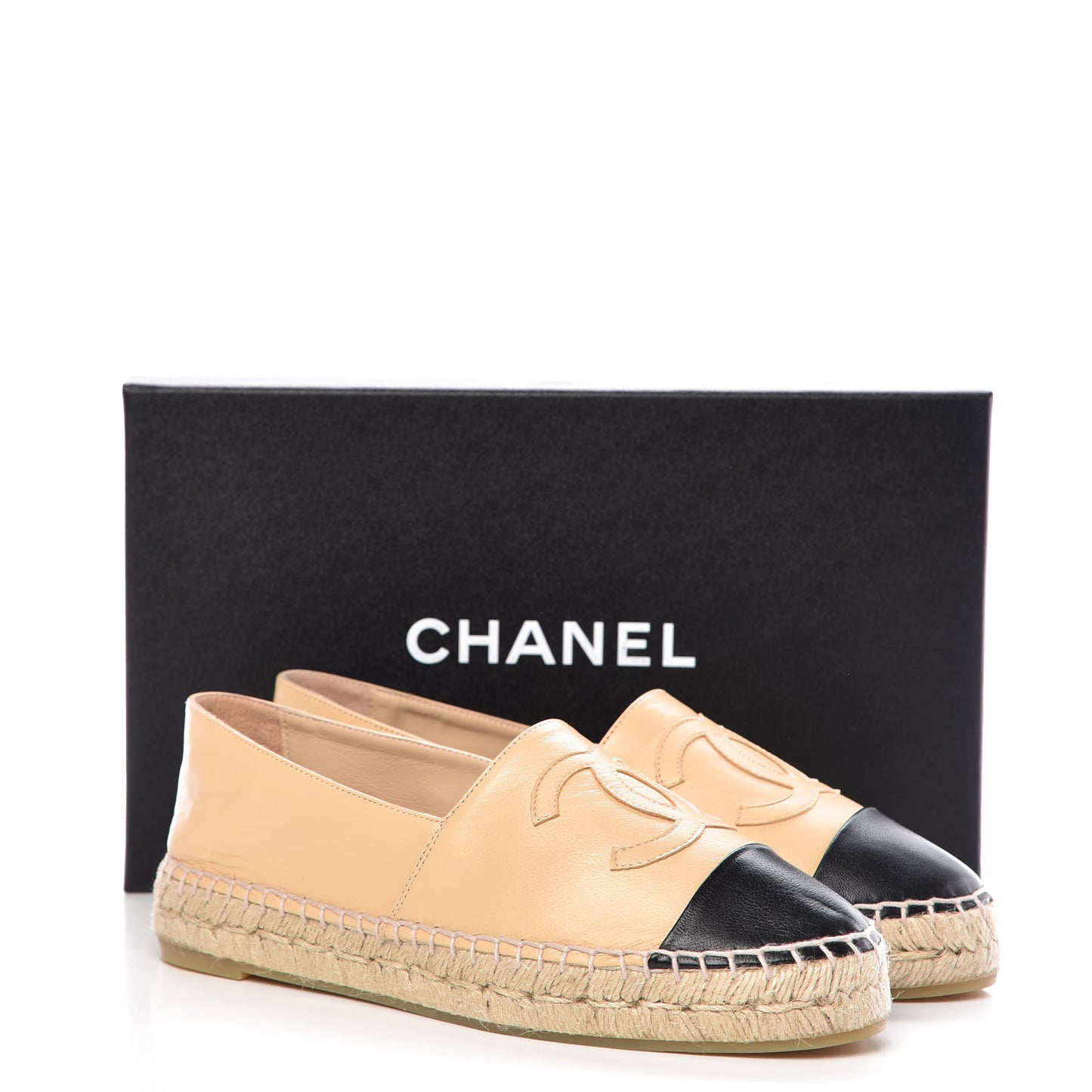 Lambskin CC Espadrilles 38 Beige Black