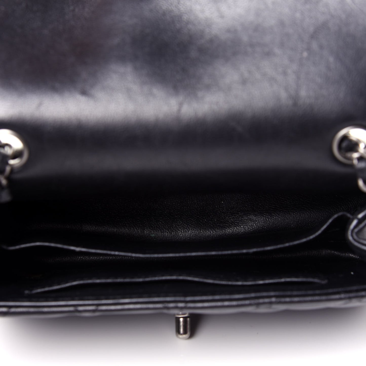 Lambskin Quilted Extra Mini Rectangular Flap Black