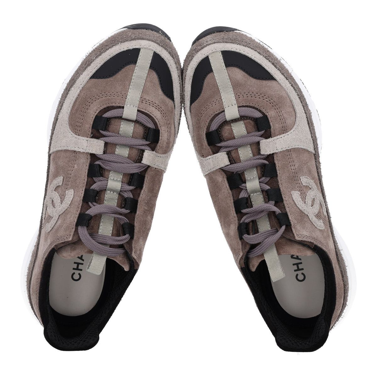 Calfskin Suede CC Sneakers 37 Brown Black