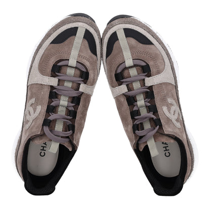 Chanel Calfskin Suede CC Sneakers 37 Brown Black 2 of 10