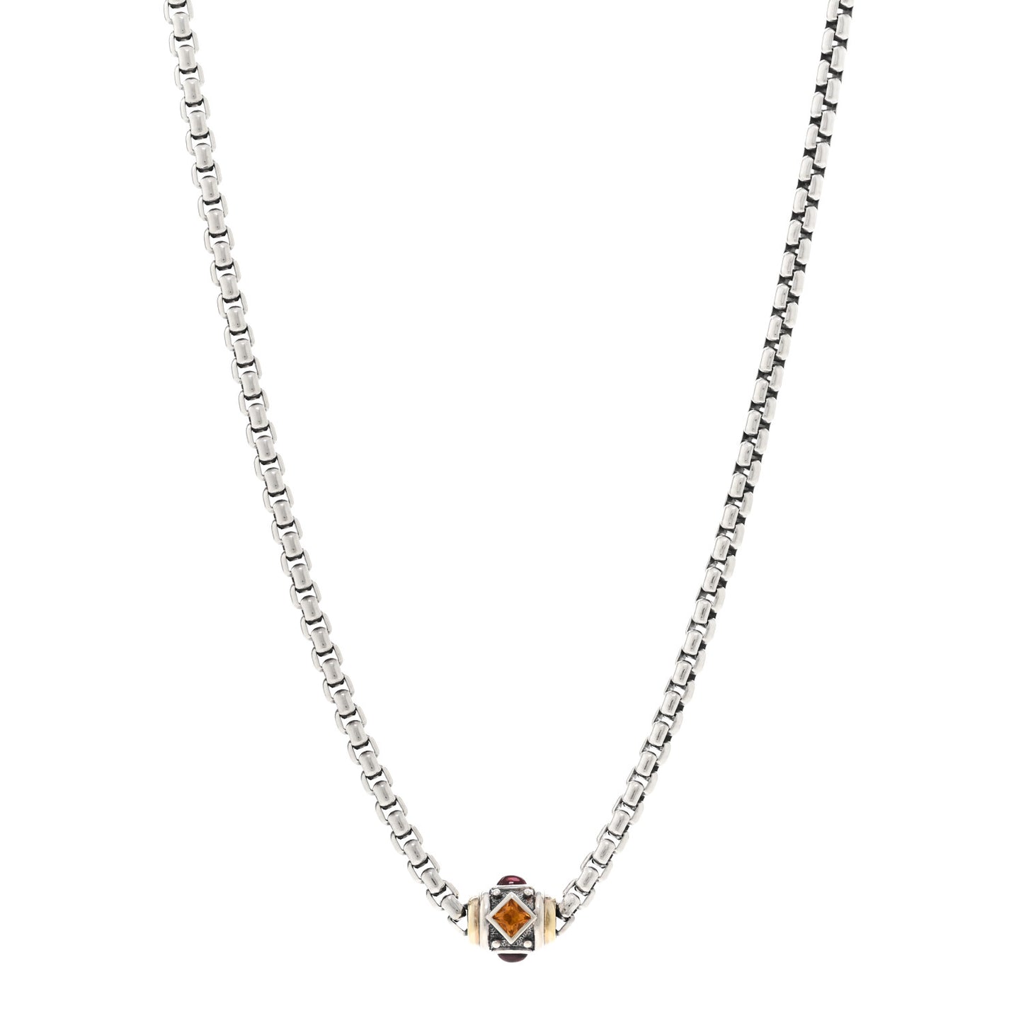 Sterling Silver 18K Yellow Gold Citrine Garnet Renaissance Necklace
