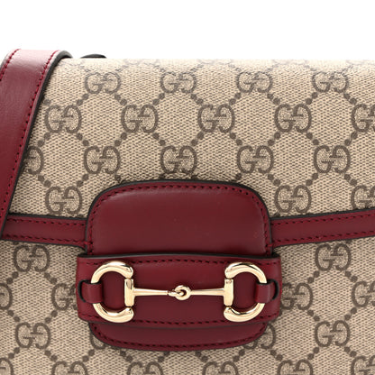 Gucci GG Supreme Monogram Horsebit 1955 Soft Small Shoulder Bag Beige Ebony Rosso Ancora 7 of 11