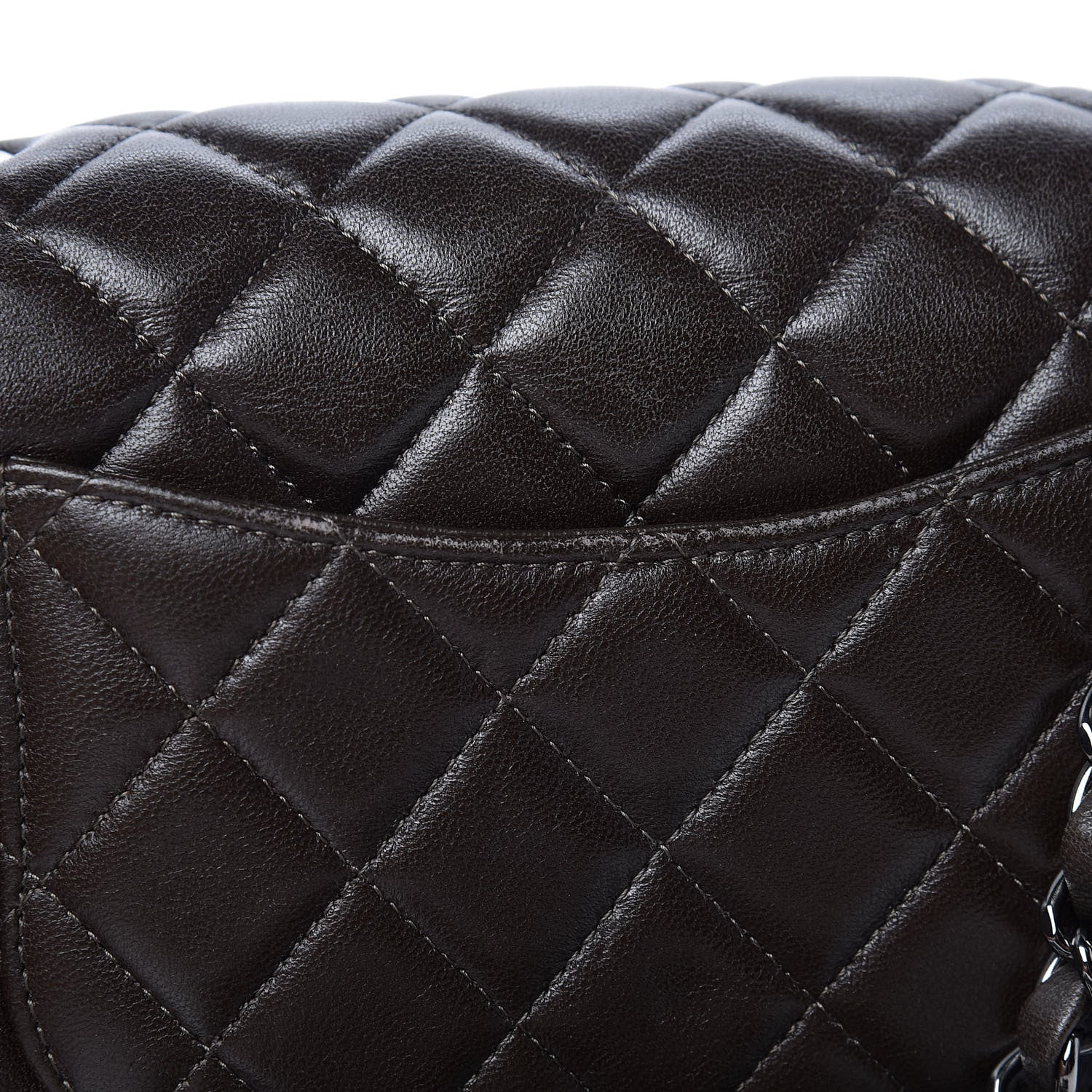 Chanel Lambskin Quilted Mini Rectangular Flap Dark Brown 10 of 17