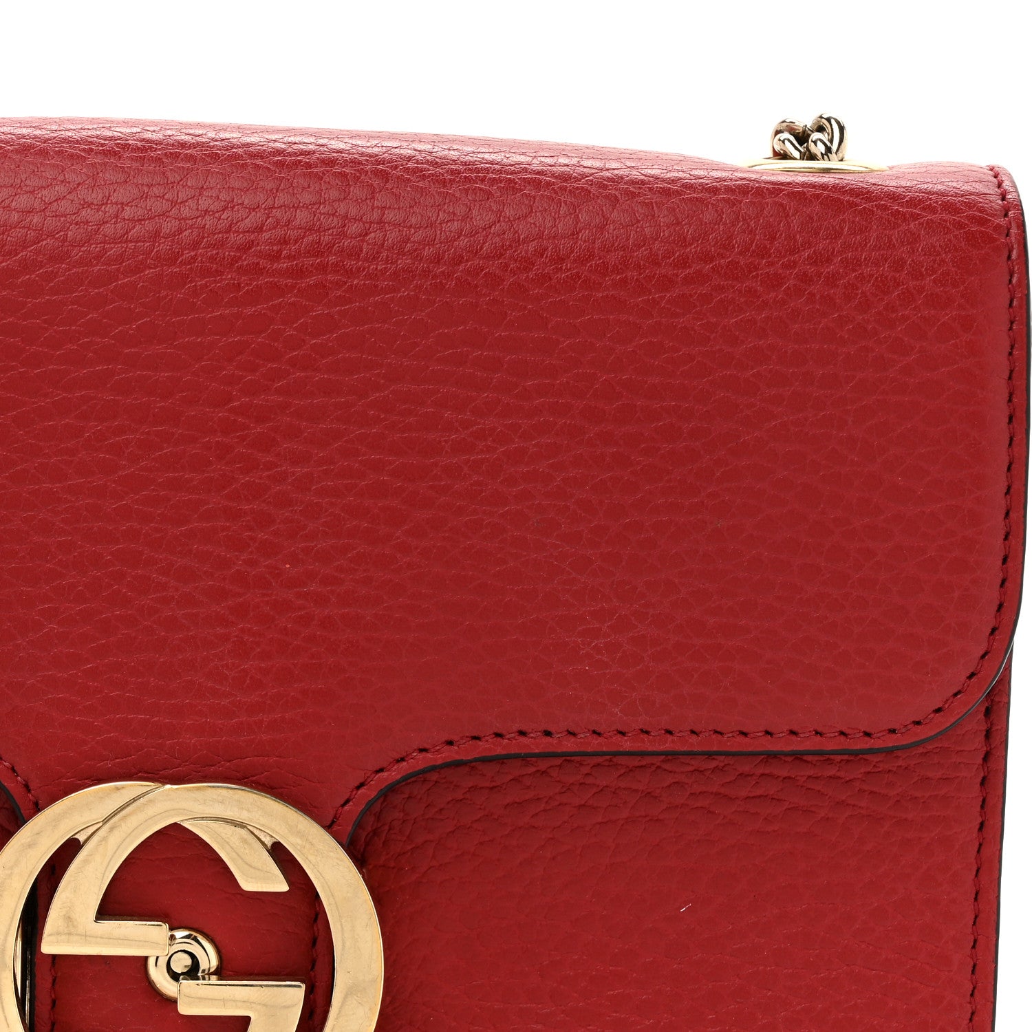 Gucci Dollar Calfskin Small Interlocking G Shoulder Bag Red 9 of 16