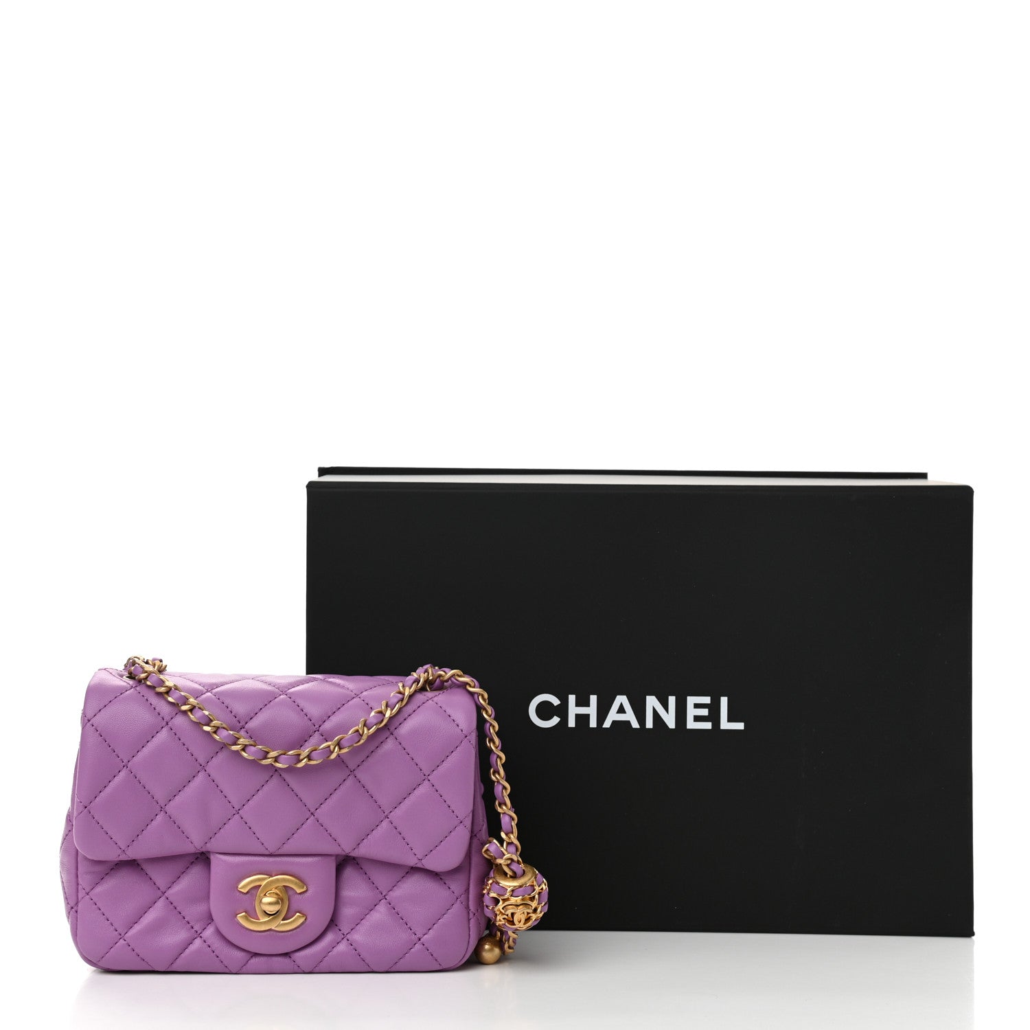 Chanel Lambskin Quilted Mini Pearl Crush Flap Purple 10 of 10