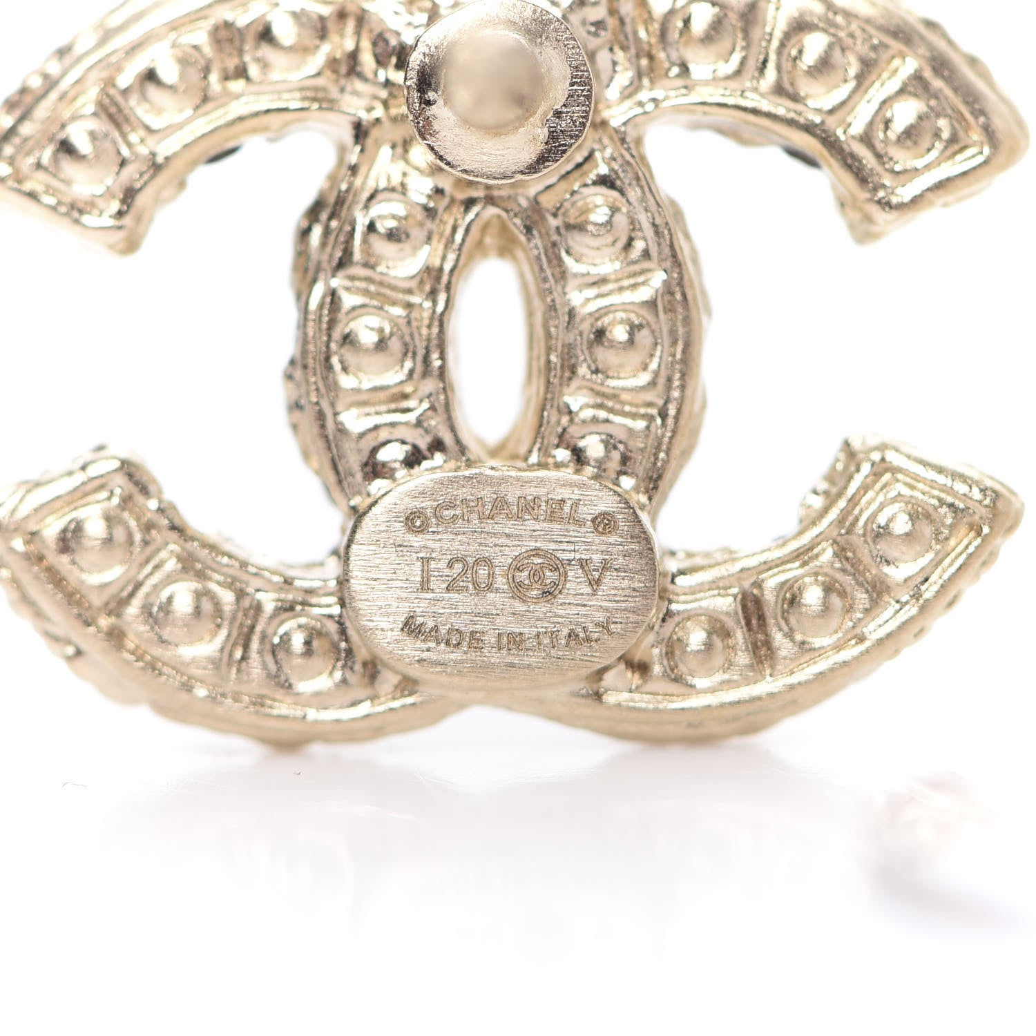 Chanel Pearl CC Earrings Light Gold 3 of 4