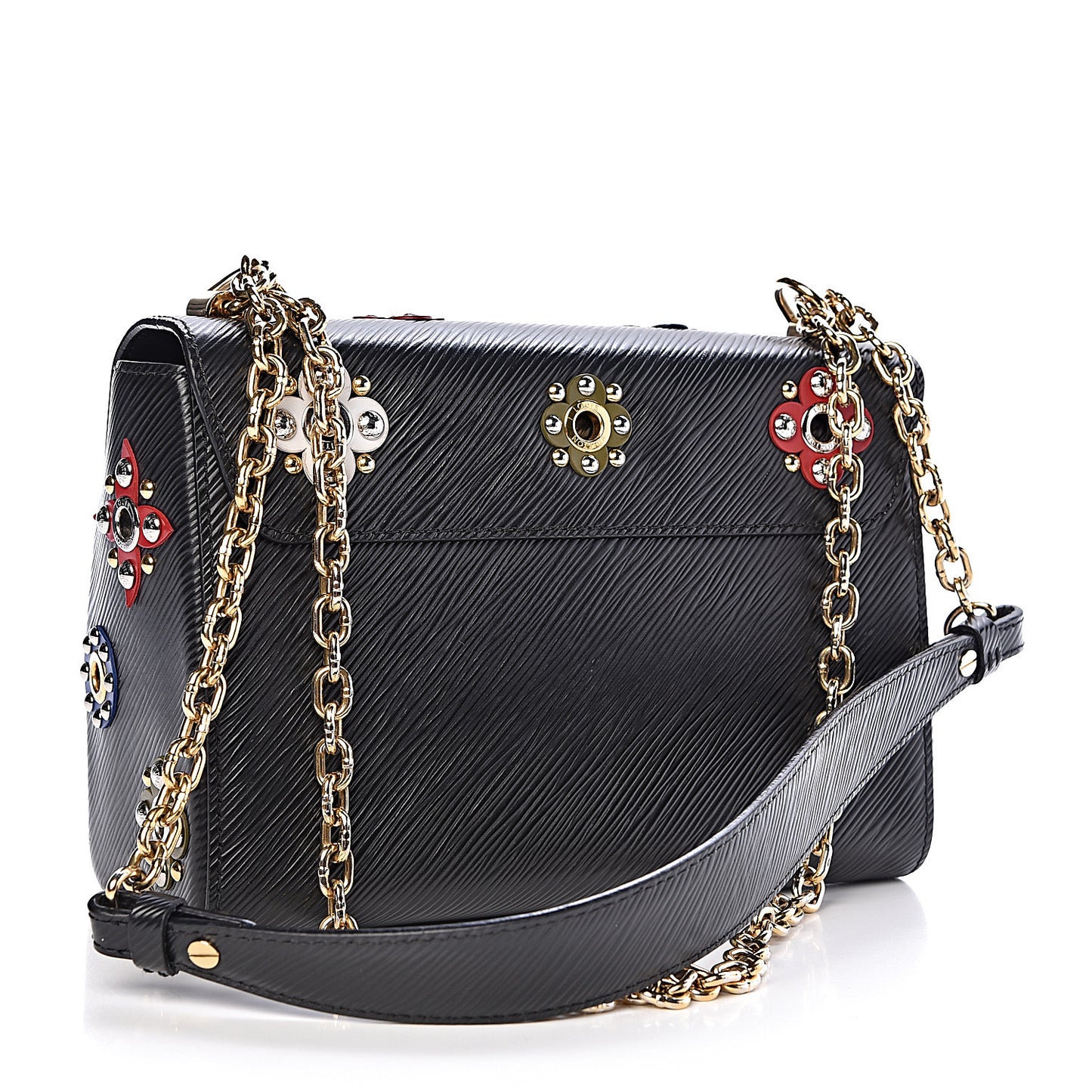 Epi Mechanical Flowers Twist Shoulder Bag MM Black