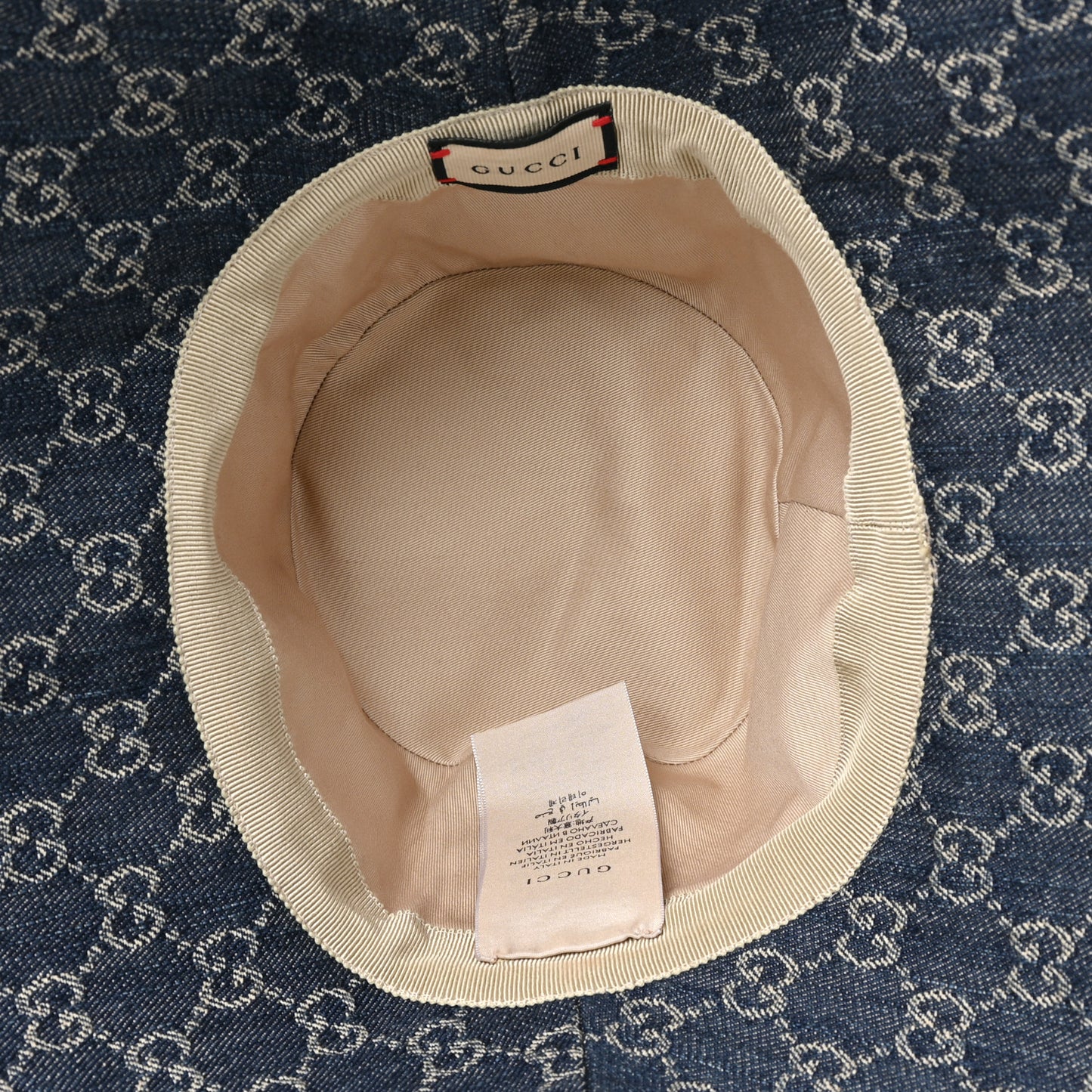Eco Washed Denim GG Monogram Brim Hat M Blue