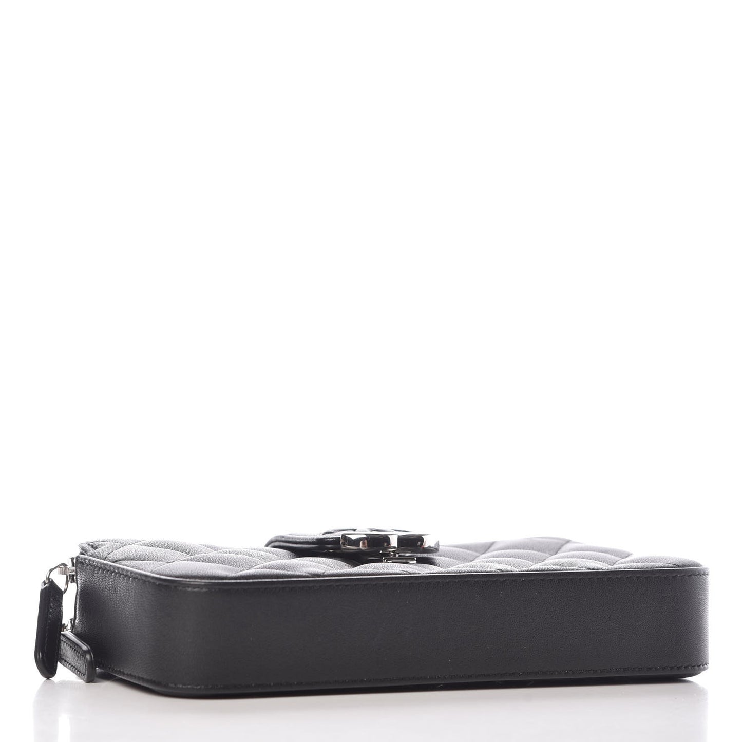 Lambskin Quilted CC Box Clutch With Chain Black