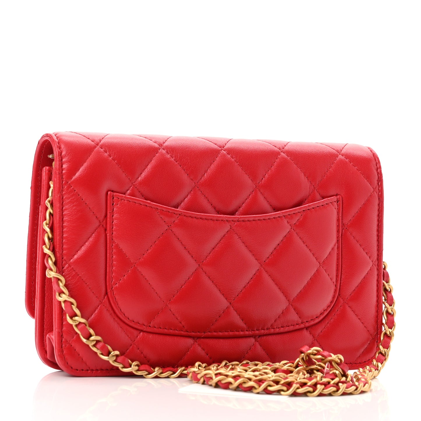 Lambskin Plexiglass Quilted Coco Love Wallet On Chain WOC Red