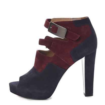 Hermes Suede Goatskin Fusion Ankle Boots 38.5 Marine Bourgogne 1 of 9