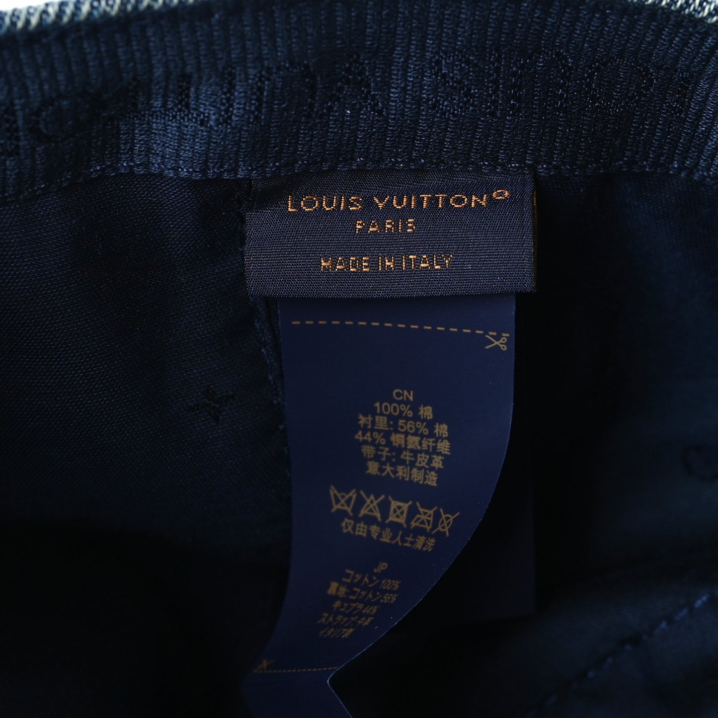 Monogram Washed Denim Cap M Blue