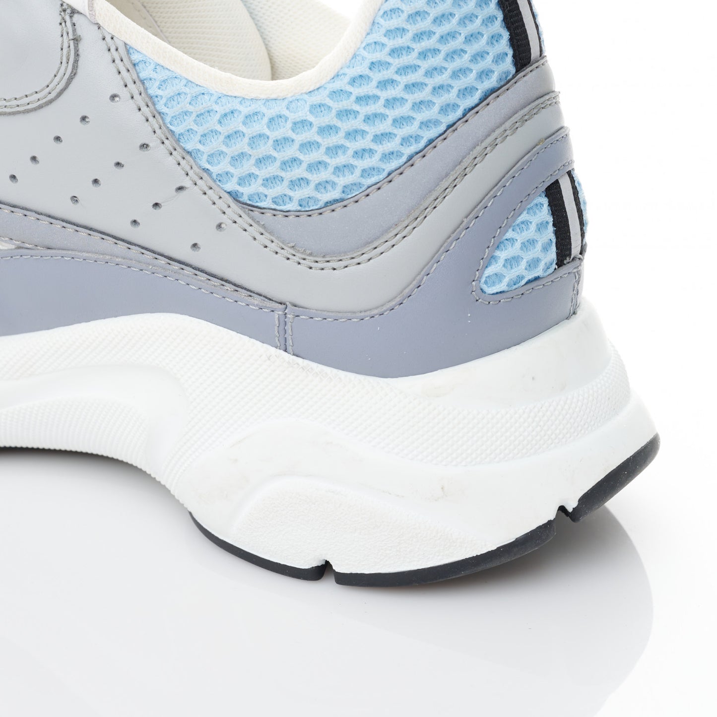 Technical Mesh Calfskin Mens B22 Sneakers 42 White Blue Grey