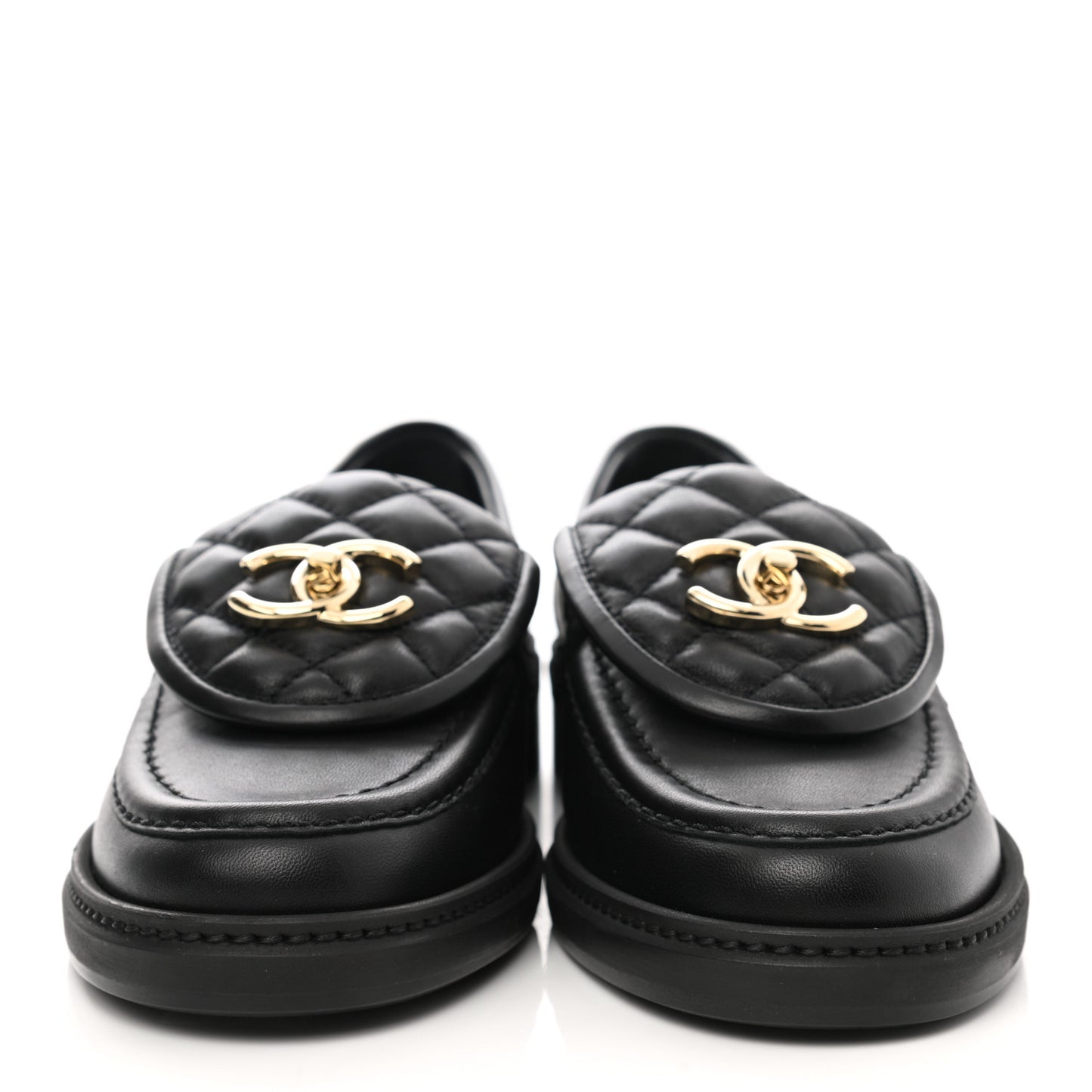 Lambskin Quilted CC Turnlock Loafers 35.5 Black