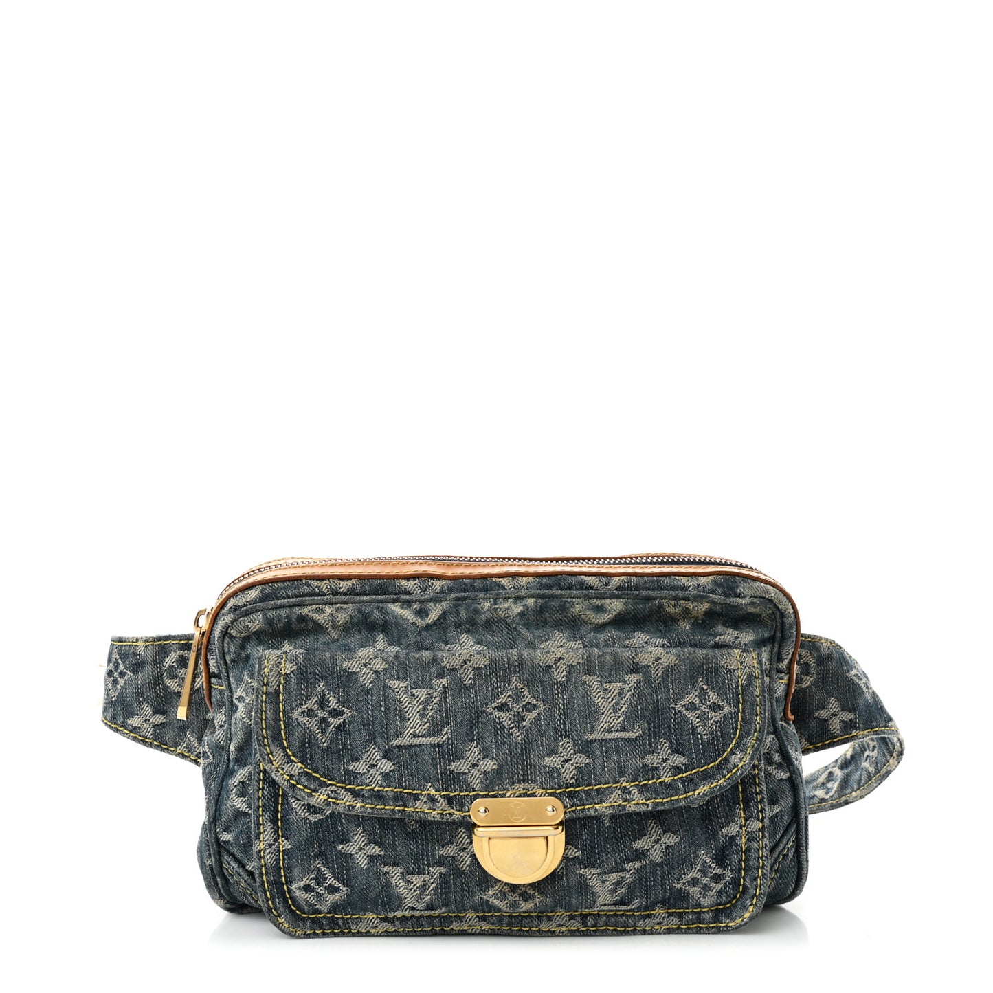 Monogram Denim Bum Bag Blue