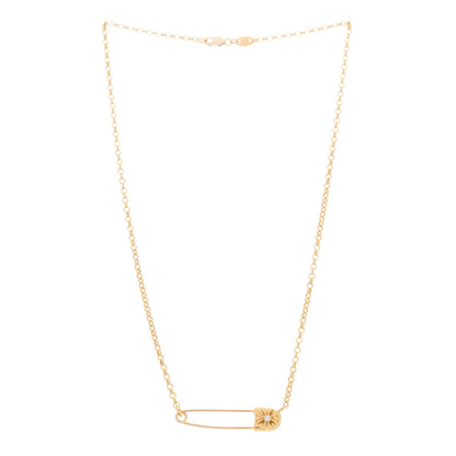 Chrome Hearts 22K Yellow Gold Diamond Safety Pin Chain Necklace 3 of 6