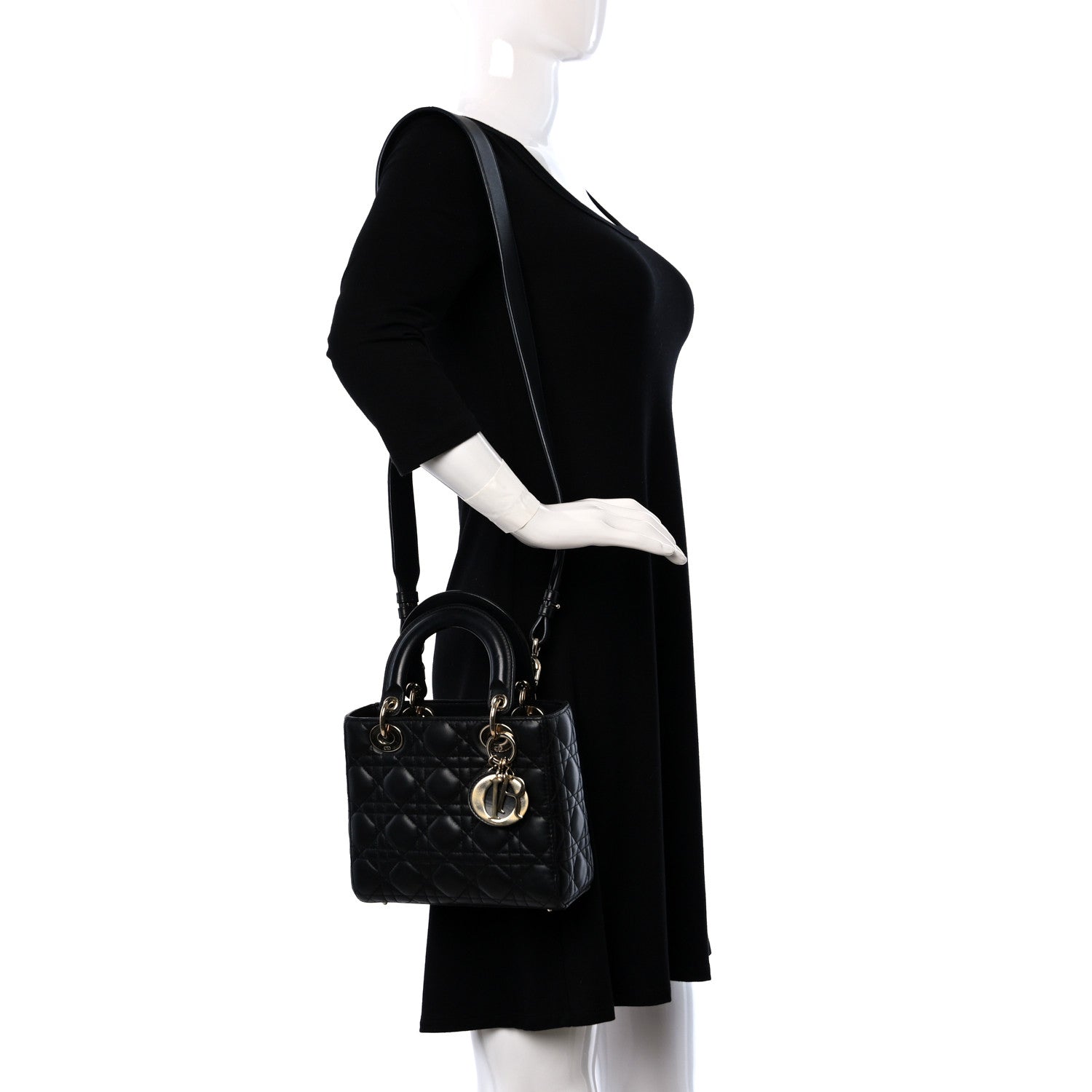 Christian Dior Lambskin Cannage Small My ABCDior Lady Dior Black 2 of 8